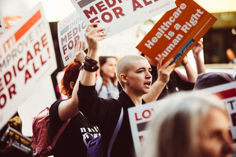 Protestmöte för Medicare for all i LA 2017
